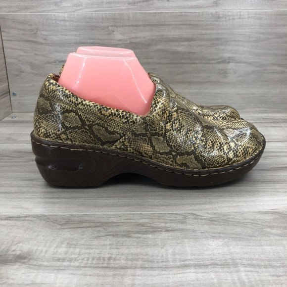 Bolo Shoes - Bolo by Born Clogs Women's 10 Snake Skin Print Slip On Shoes